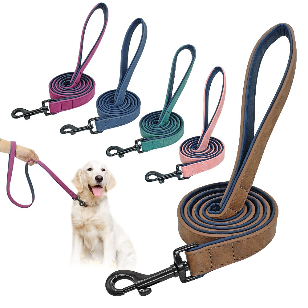 Leather Dog Leash 4 ft Dog Leash 2 Layer Pet Dog