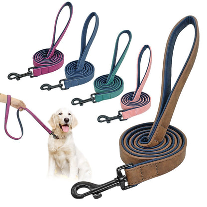 Leather Dog Leash 4 ft Dog Leash 2 Layer Pet Dog