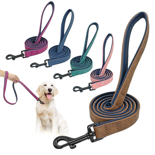 Leather Dog Leash 4 ft Dog Leash 2 Layer Pet Dog