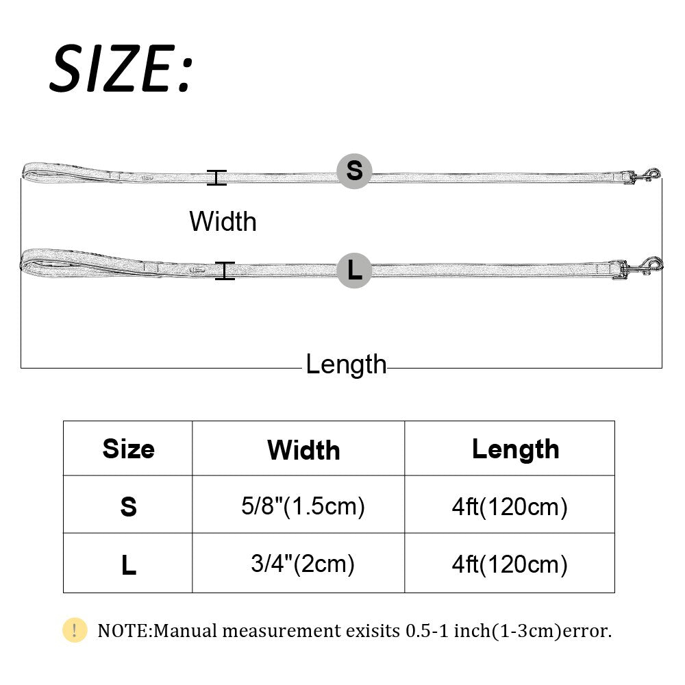 Leather Dog Leash 4 ft Dog Leash 2 Layer Pet Dog