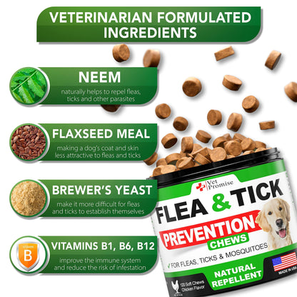 Flea and Tick Prevention for Dogs Chewables   All Natural Dog Flea &